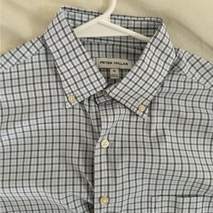 Peter Millar Navy and White Plaid Men's Shirt